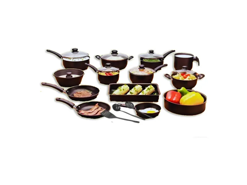Conjunto Panelas 13 Peças Antiaderente Teflon Tampa Vidro Cor Preto